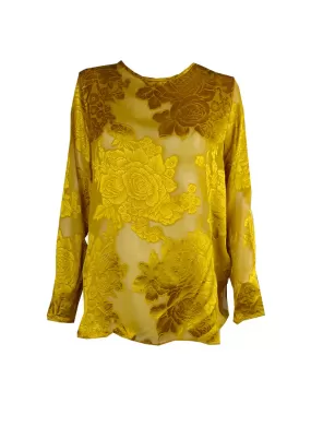 2240004 Floral Jacquard Silk Top *Yellow