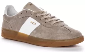 Boss Brandon Tennis Suede In Grey White For Men