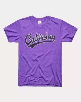 Caturdays Script Purple T-Shirt