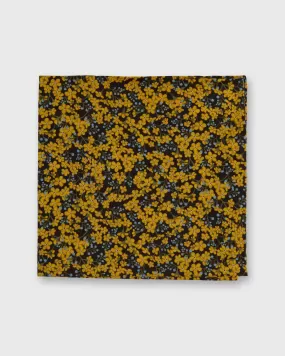 Cotton Print Pocket Square in Yellow/Blue/Brown Star Anise Liberty Fabric