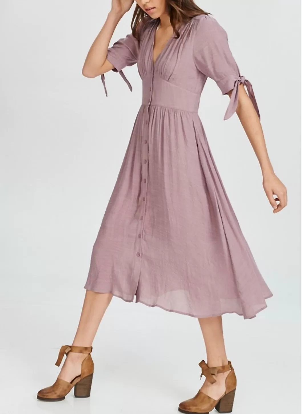 Final Sale - Darling Gauzy Cotton Endless Summer Midi Dress in Mauve