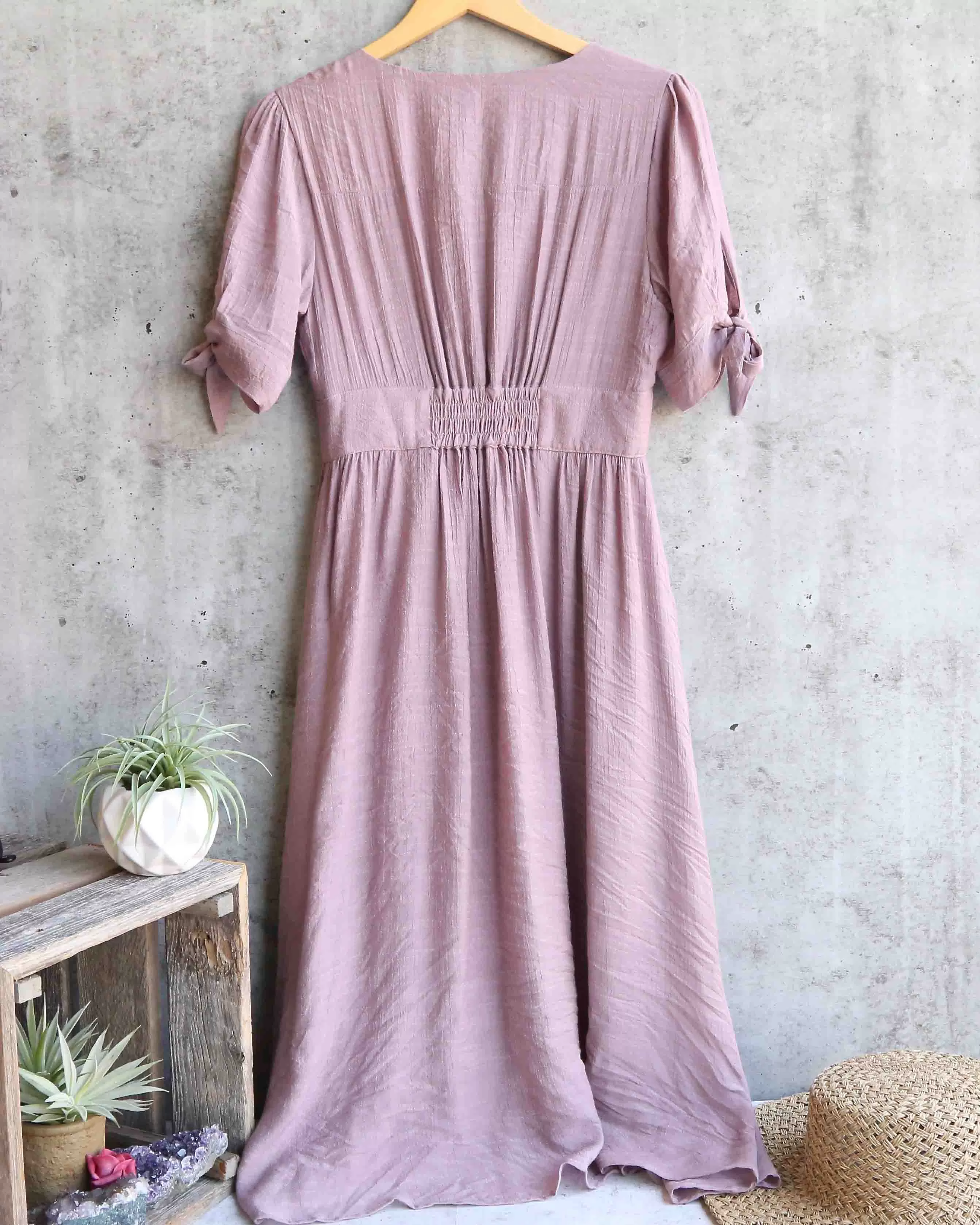 Final Sale - Darling Gauzy Cotton Endless Summer Midi Dress in Mauve