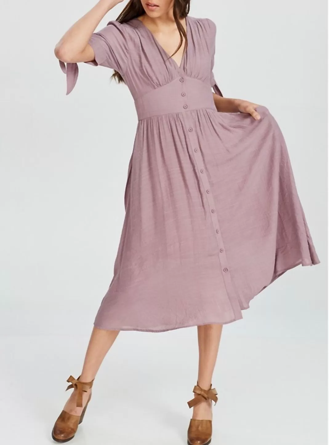 Final Sale - Darling Gauzy Cotton Endless Summer Midi Dress in Mauve