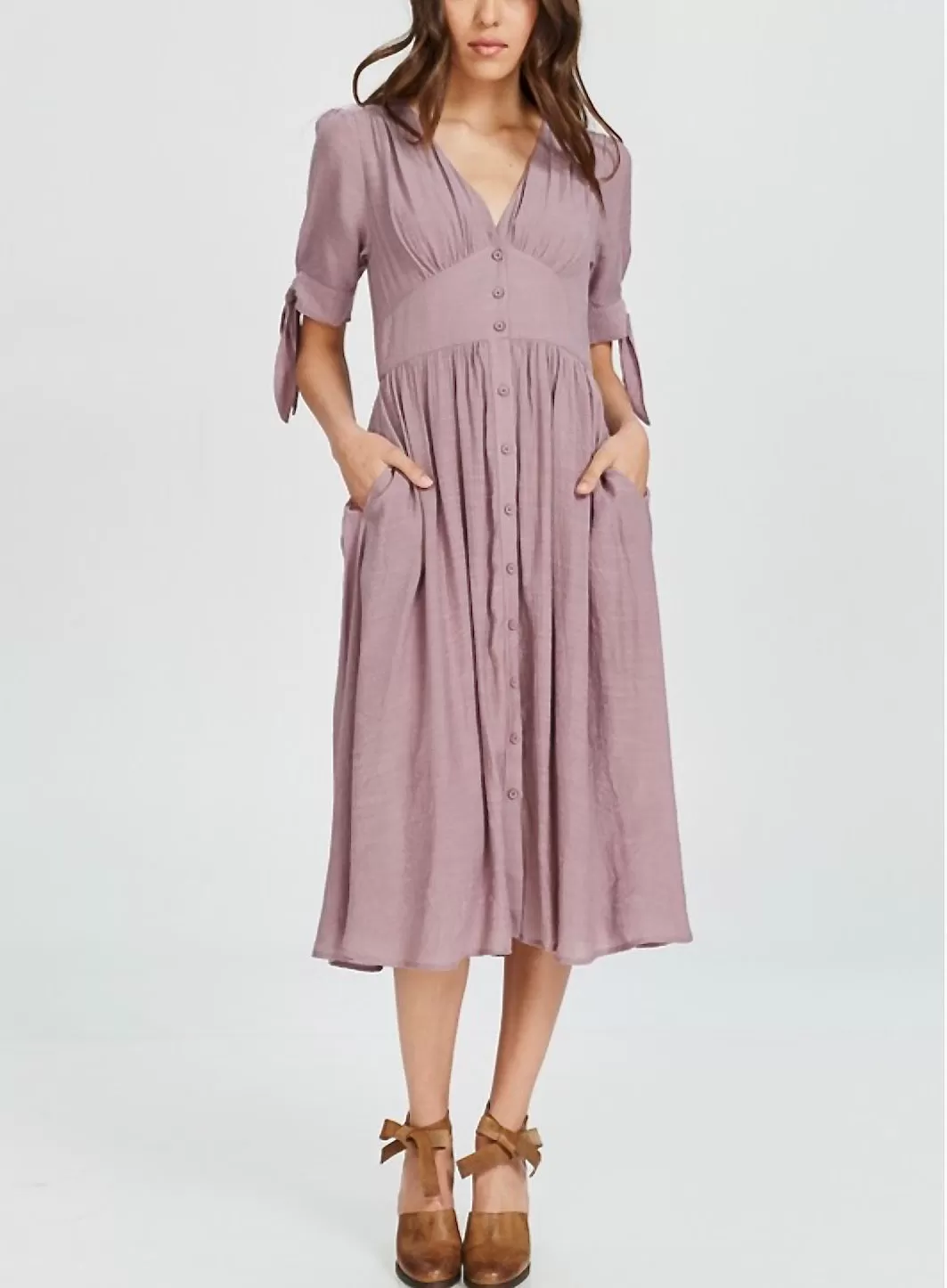 Final Sale - Darling Gauzy Cotton Endless Summer Midi Dress in Mauve