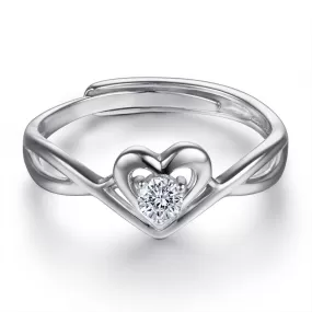 Heart Shape Open Cuff Stackable Ring