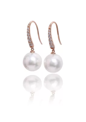 Oster Collection 14KRG South Sea Pearl & Diamond Dangle Earrings