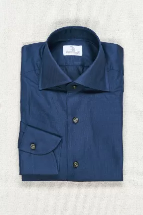 The Armoury Navy Cotton Airtex Spread Collar Shirt